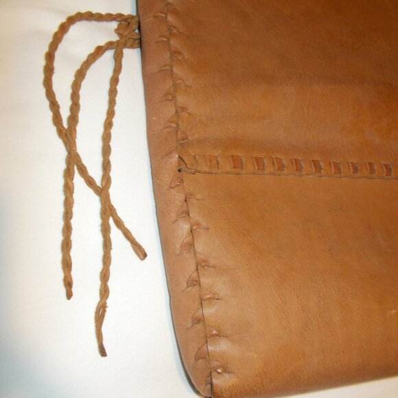 Vintage~J. Peterman Huge Leather Mail Bag Hobo Boho Fringe Satchel Purse - Picture 5 of 6